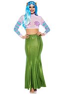 Mermaid, fishtail long skirt, shiny spandex